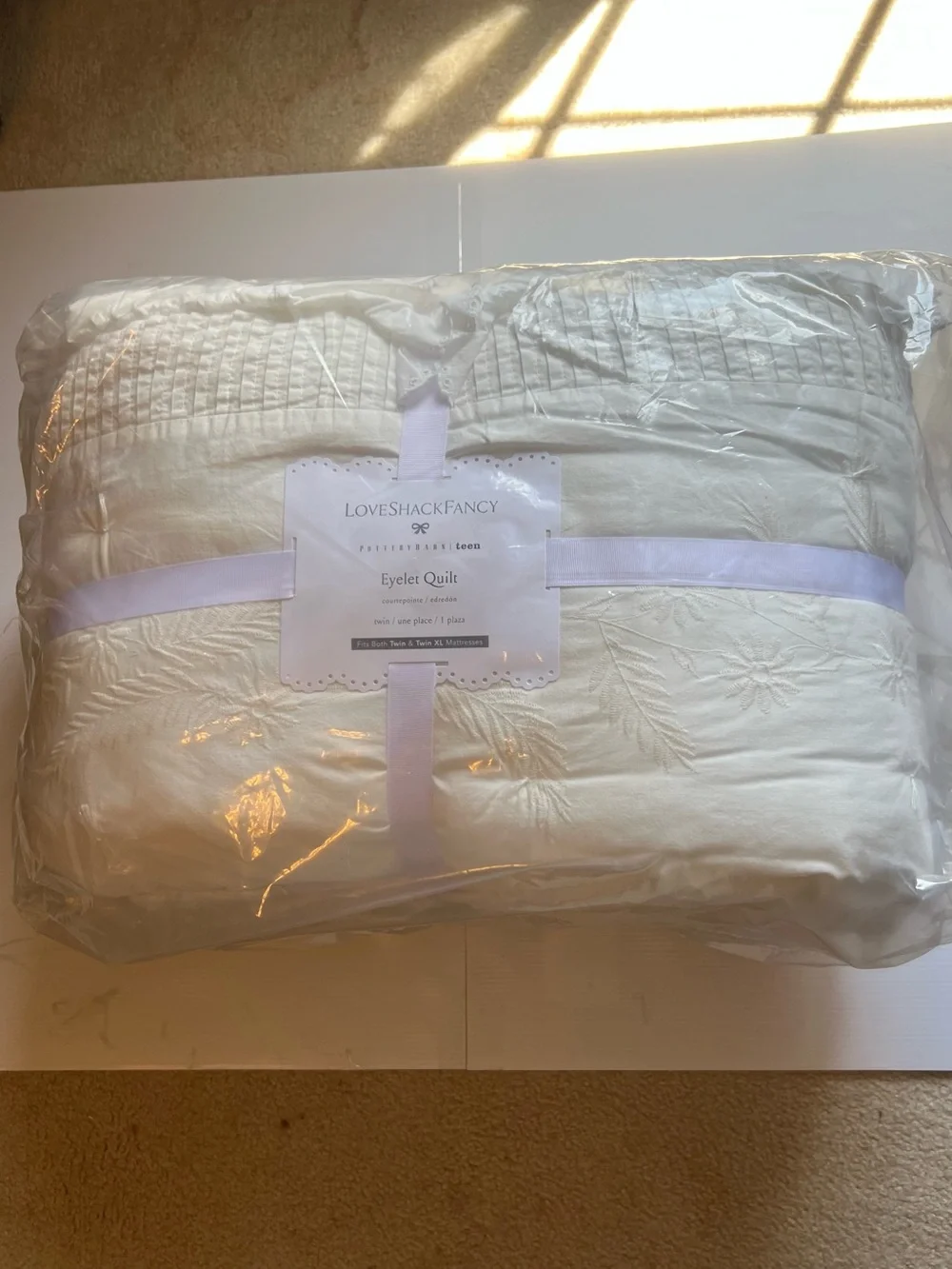 NWT Pottery Barn Teen x LoveShackFancy Eyelet Quilt, Ivory, Twin/Twin XL